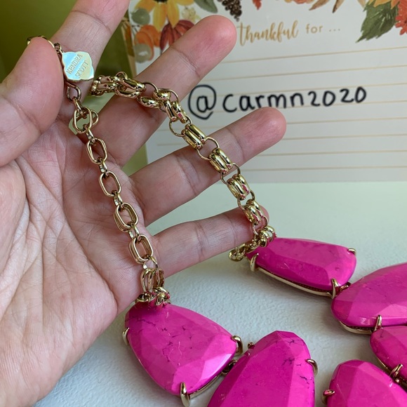 Kendra Scott Harlow statement necklace magenta neon pink rare barbie - Picture 9 of 11